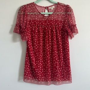 Floral red blouse for woman size medium